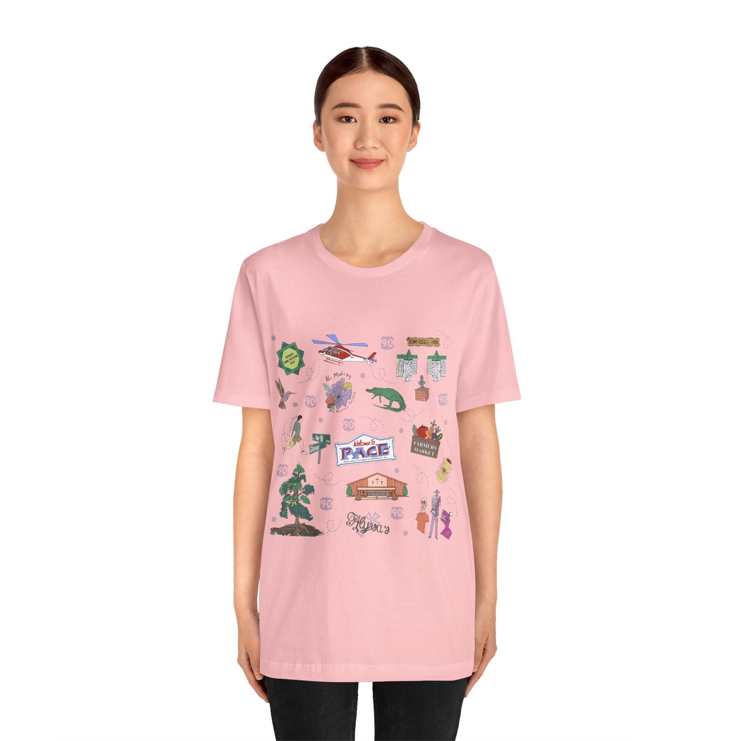 Unisex Jersey Short Sleeve Tee with Pace, Florida FL landmarks print