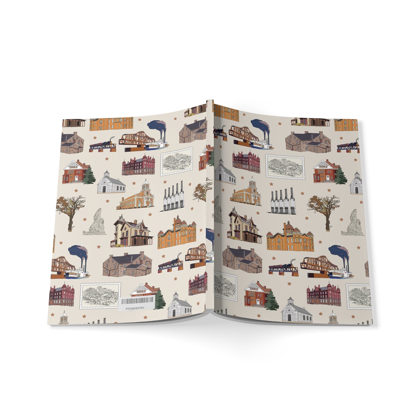 Paperback notebook with South St. Paul, Mendota, Hastings, Hampton, Inver Grove Heights near the Minneapolis Minnesota MN landmarks in beige 150 lined pages