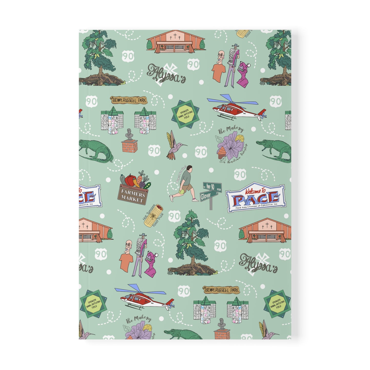 Paperback notebook with Pace, Florida FL landmarks in mint 150 lined pages