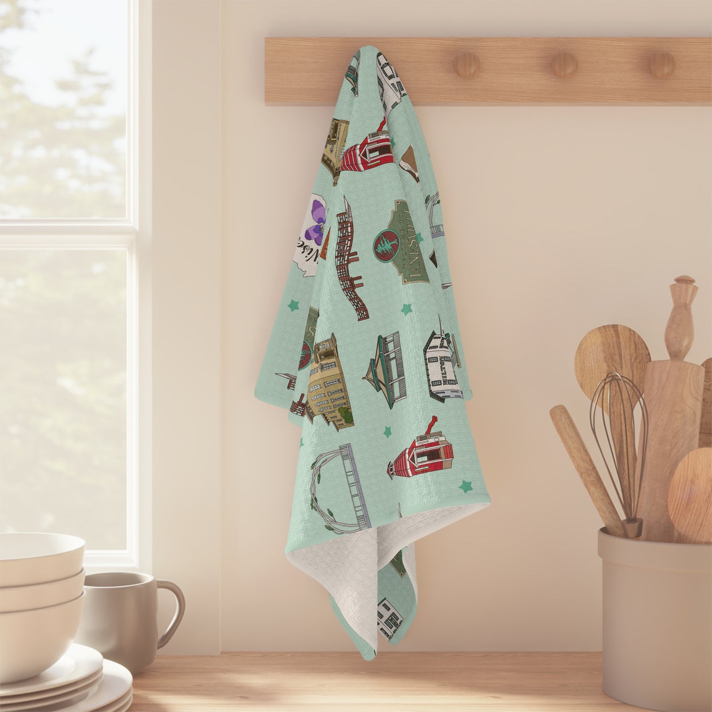 Kitchen Towel with Janesville, Wisconsin WI in mint