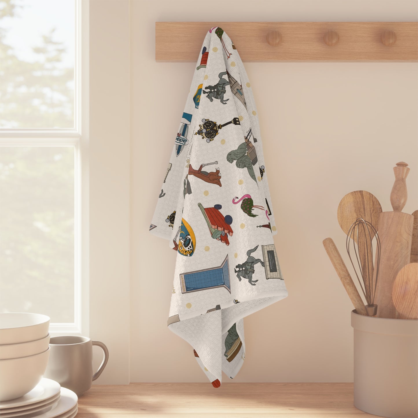 Kitchen Towel with Jacksonville, FL in white
