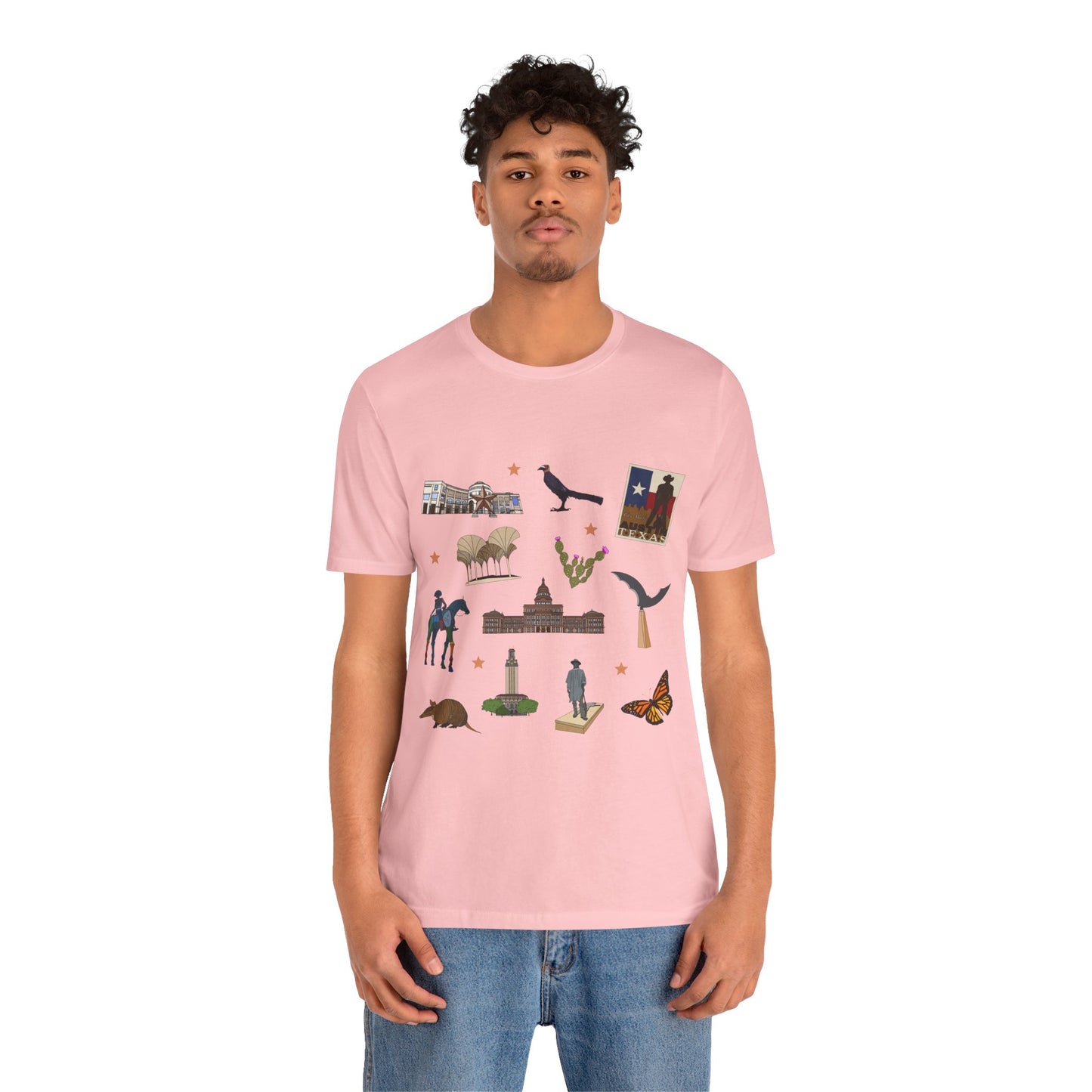 Unisex Jersey Short Sleeve Tee with Austin, Texas TX landmarks print