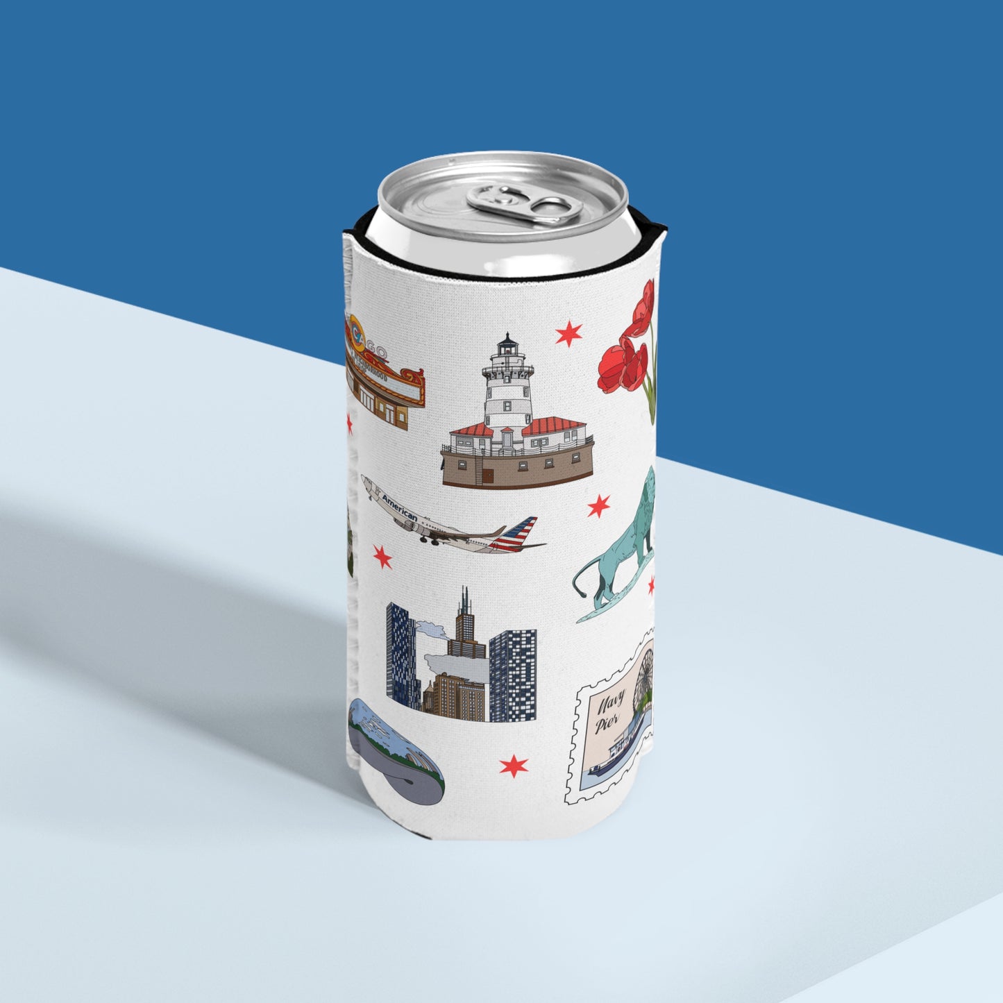 Slim Can Cooler with Chicago, Illinois IL