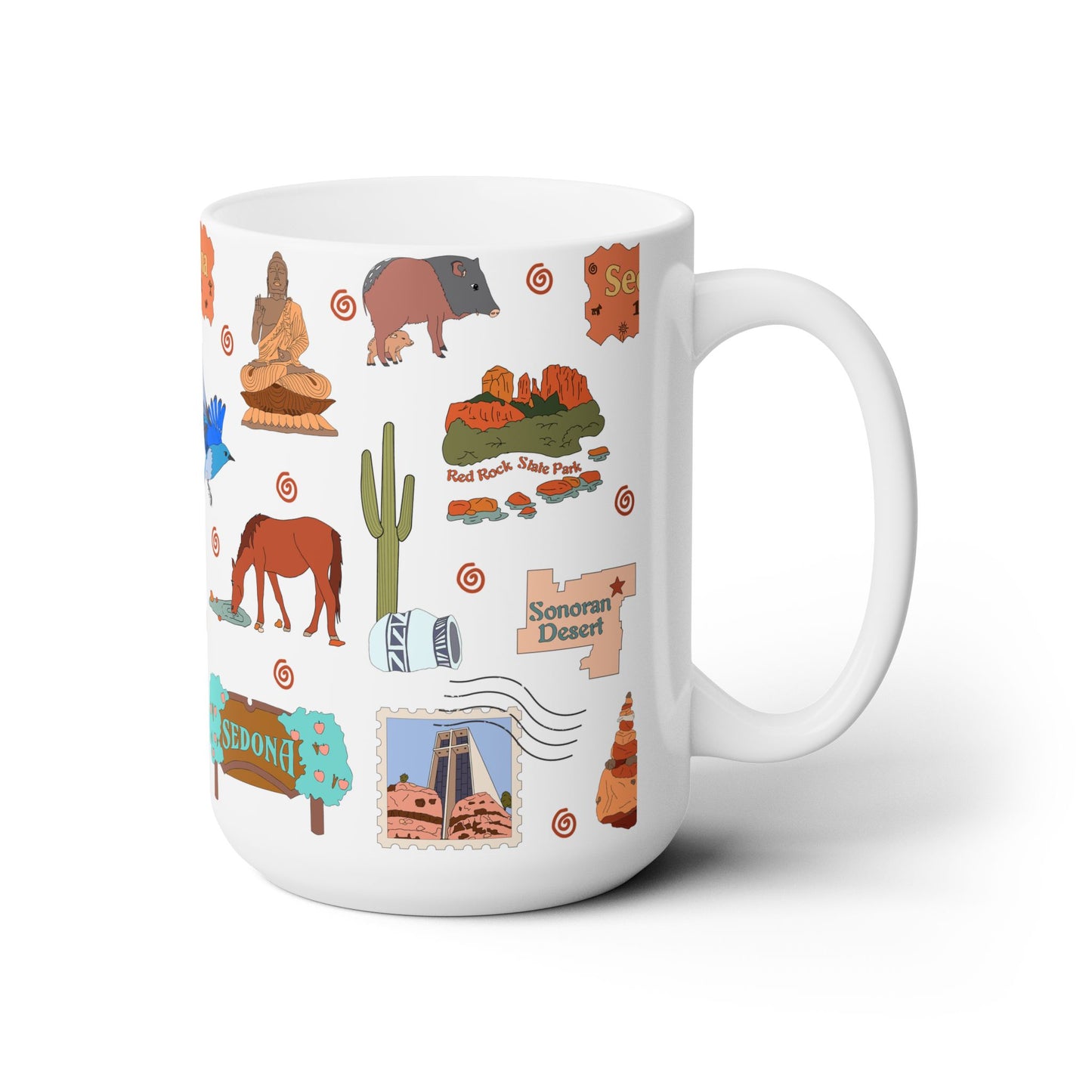 Ceramic Mug 15oz with Sedona, AZ in white