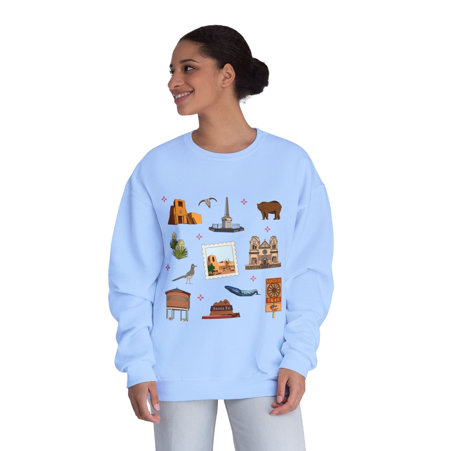 Unisex NuBlend® Crewneck Sweatshirt with Santa Fe, New Mexico NM in assorted colors