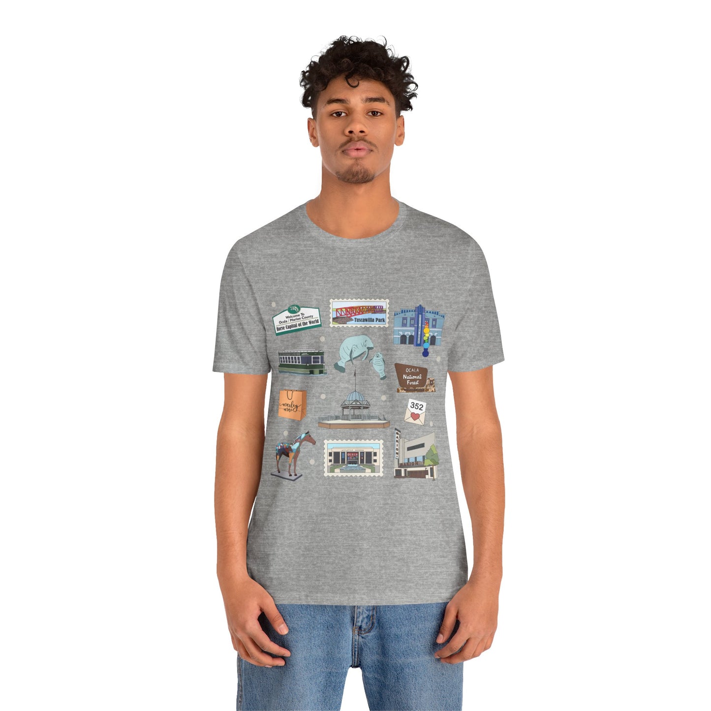 Unisex Jersey Short Sleeve Tee with Ocala, Florida FL landmarks print