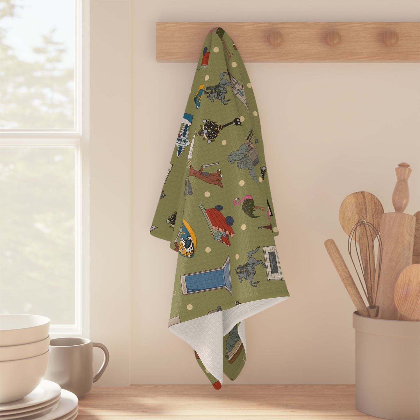 Kitchen Towel with Jacksonville, FL in olive