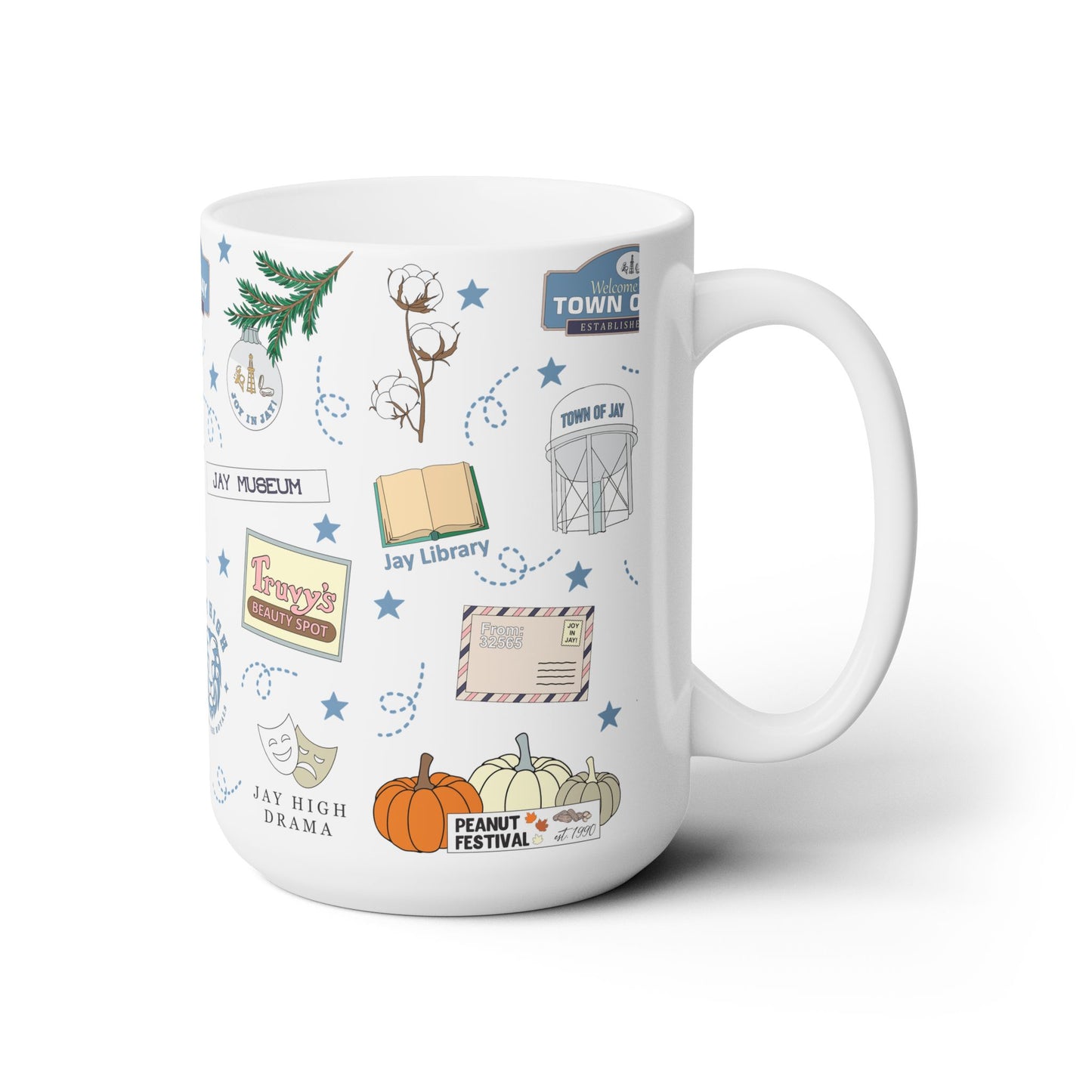 Ceramic Mug 15oz with Jay, Florida FL in white