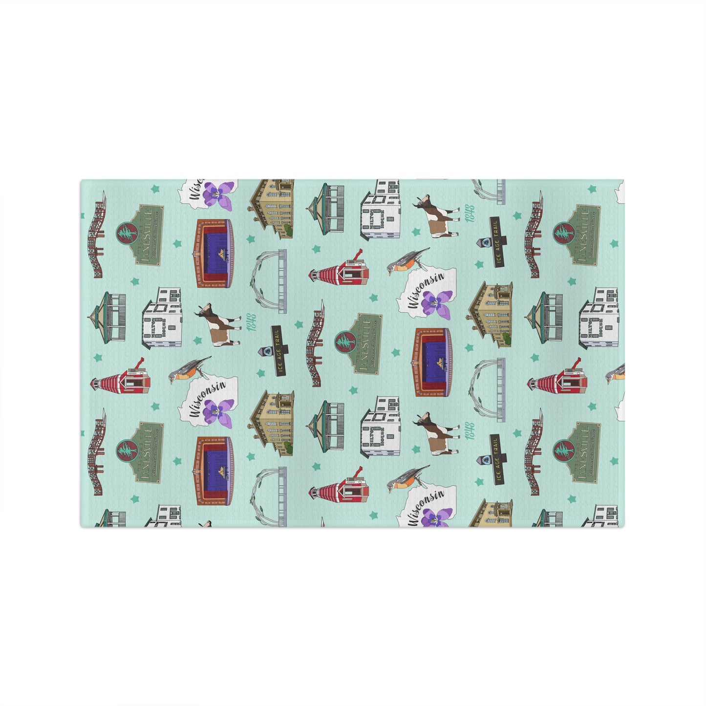 Kitchen Towel with Janesville, Wisconsin WI in mint