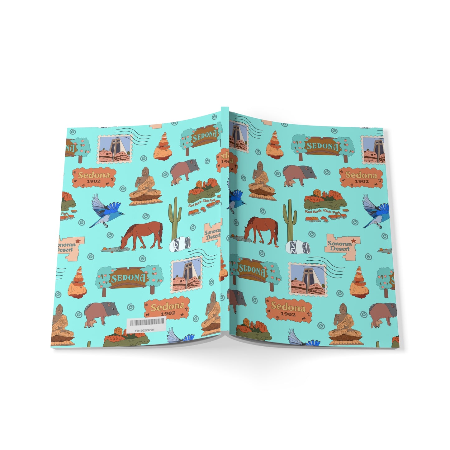 Paperback notebook with Sedona, AZ landmarks in turquiose 150 lined pages