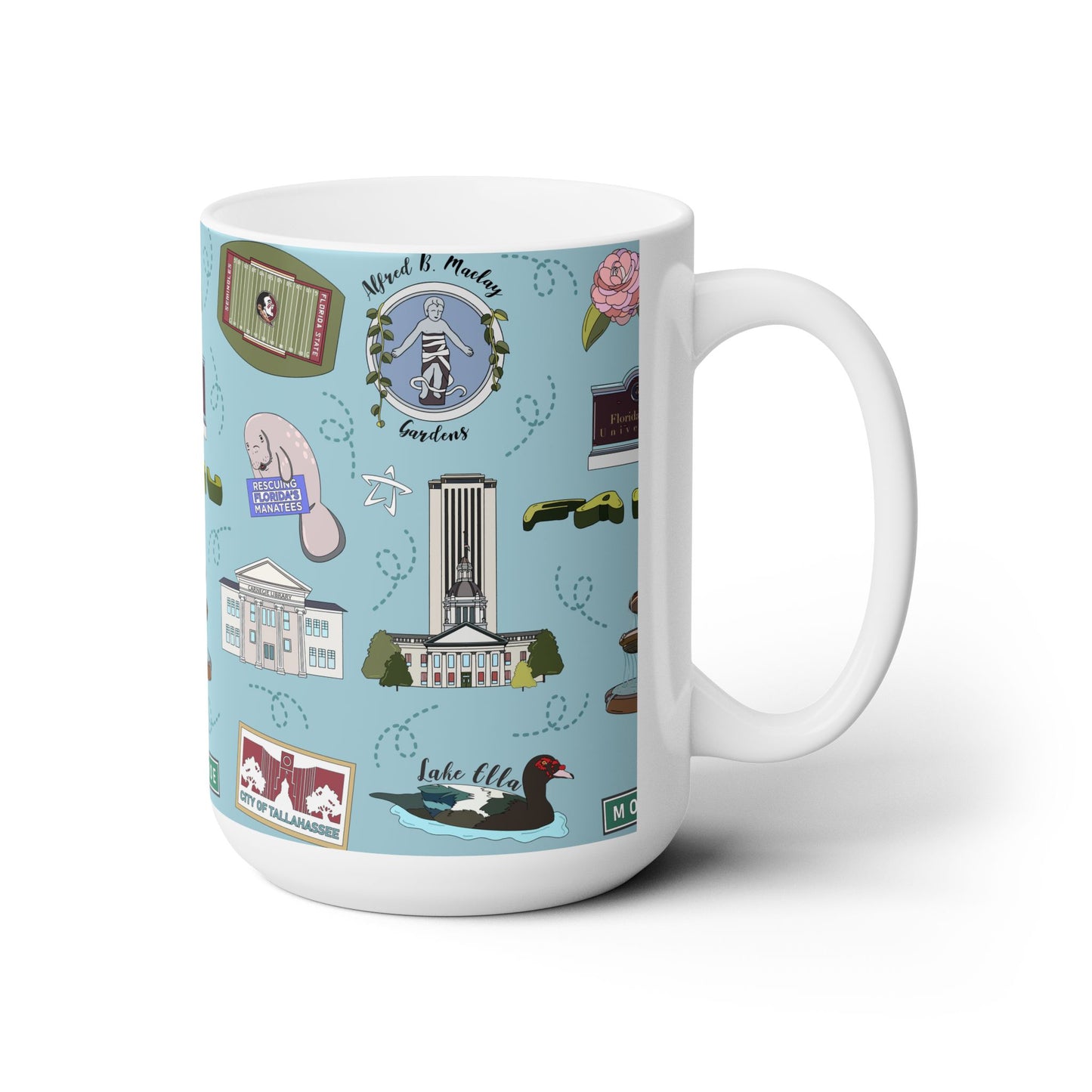 Ceramic Mug 15oz with Tallahassee Florida FL in teal