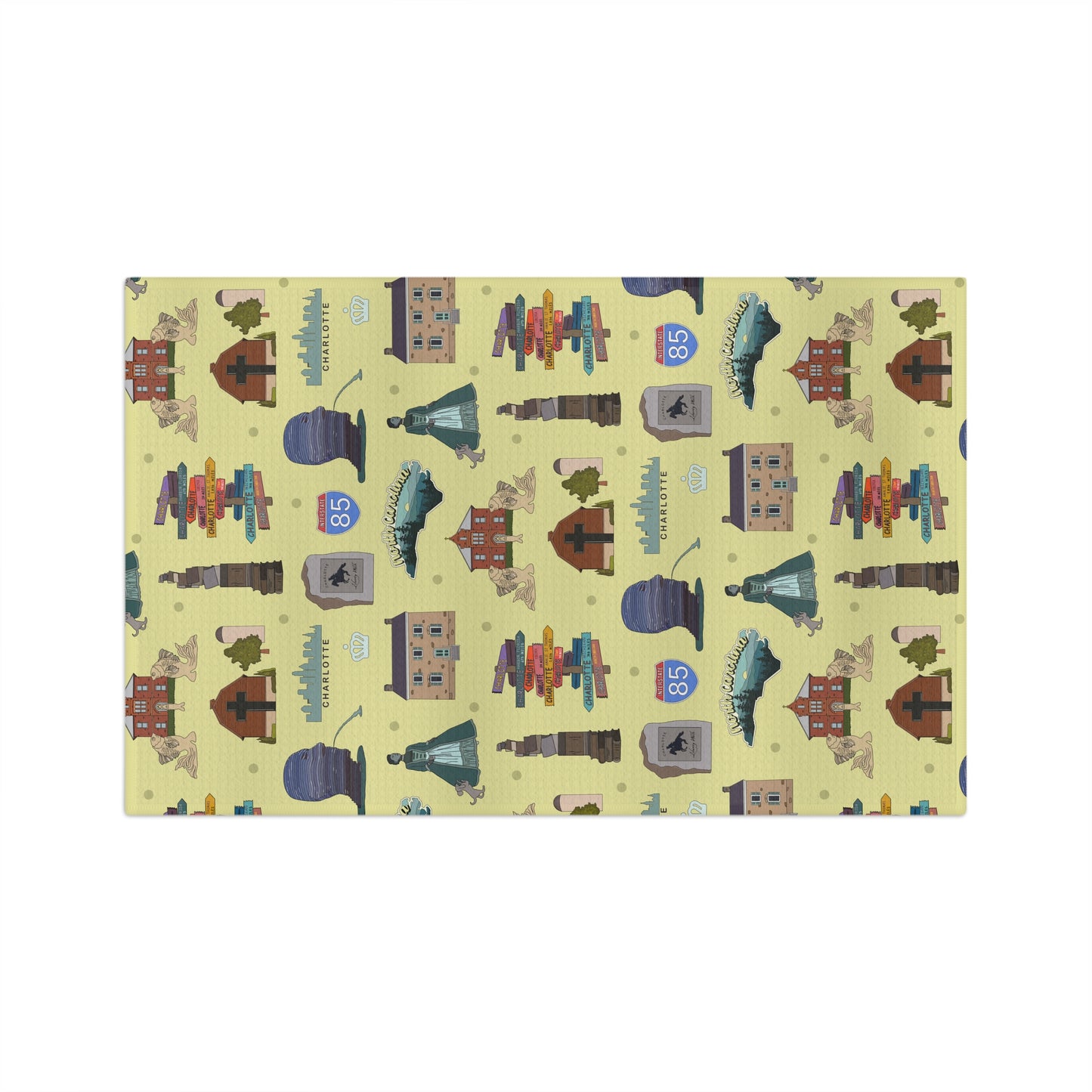 Kitchen Towel with Charlotte, North Carolina NC in brass
