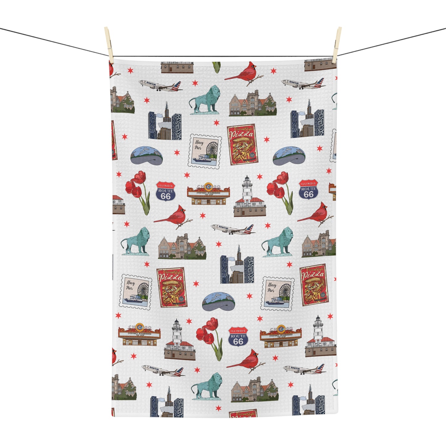 Kitchen Towel with Chicago, Illinois IL in white