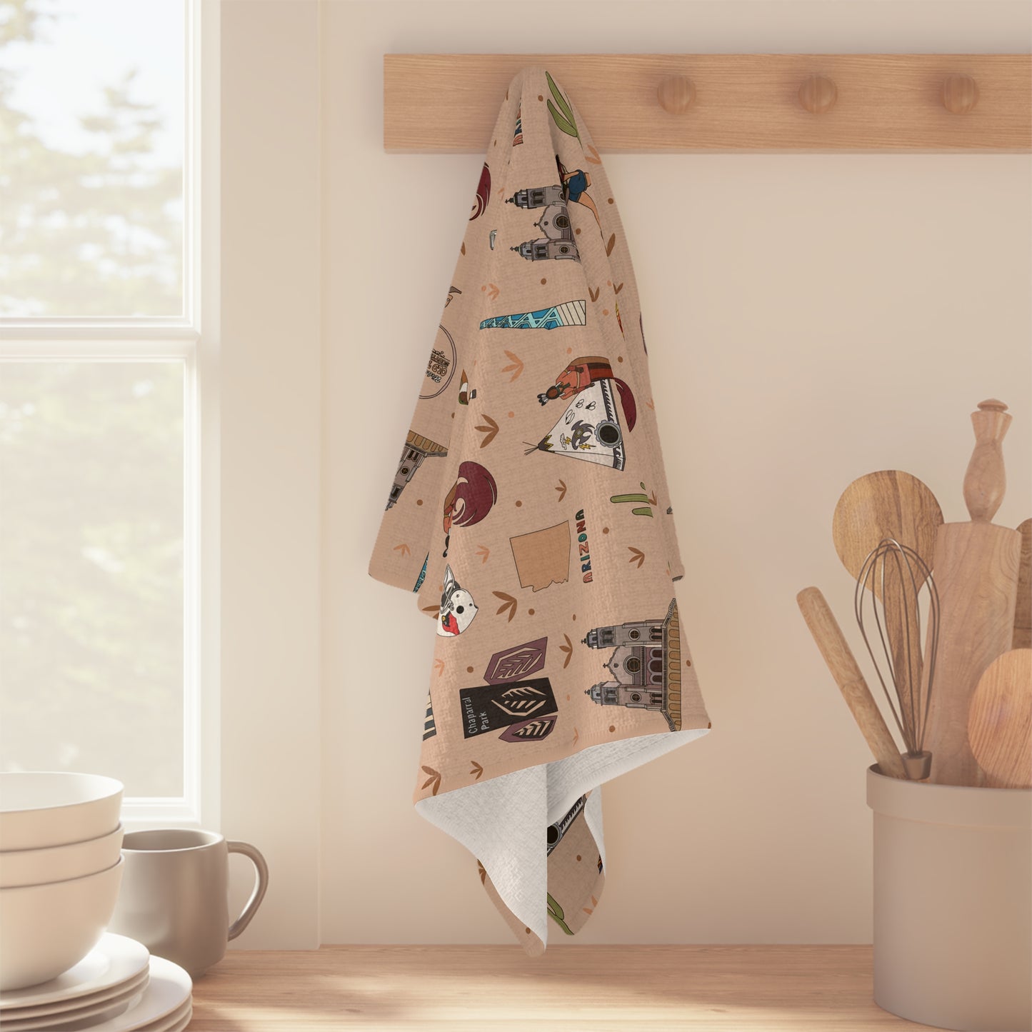 Kitchen Towel with Phoenix & Scottsdale, Arizona AZ in sand