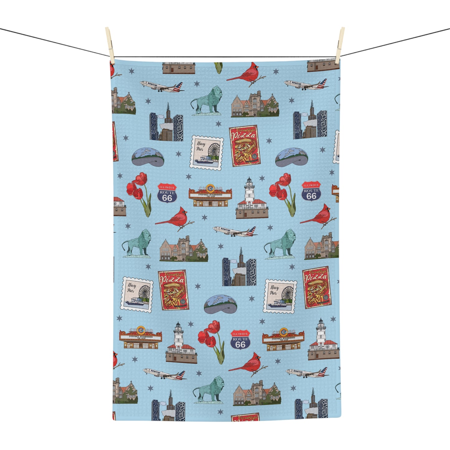 Kitchen Towel with Chicago, Illinois IL in sky