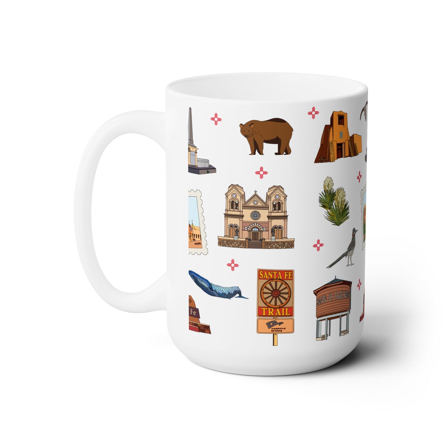 Ceramic Mug 15oz with Santa Fe, New Mexico NM in white