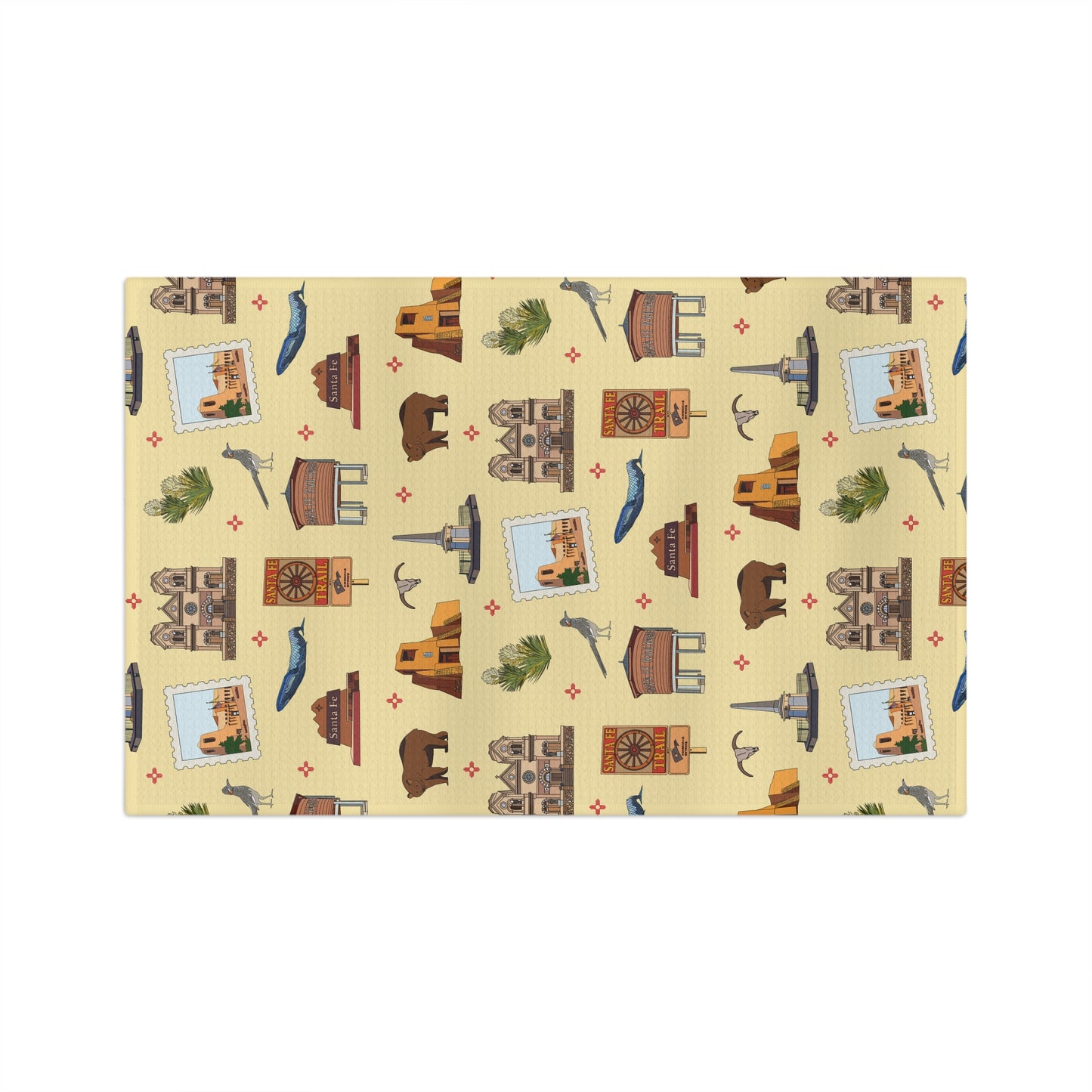 Kitchen Towel with Santa Fe, New Mexico NM in crayola's lemon yellow