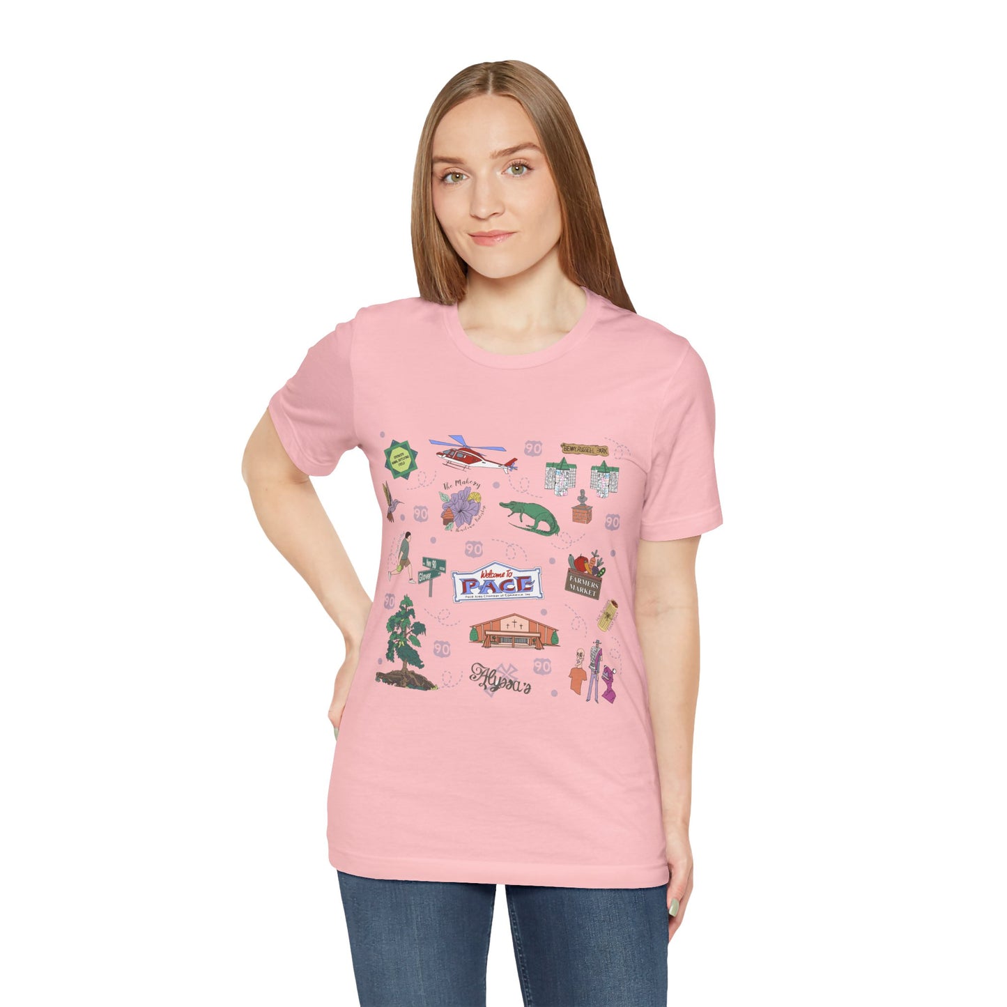 Unisex Jersey Short Sleeve Tee with Pace, Florida FL landmarks print