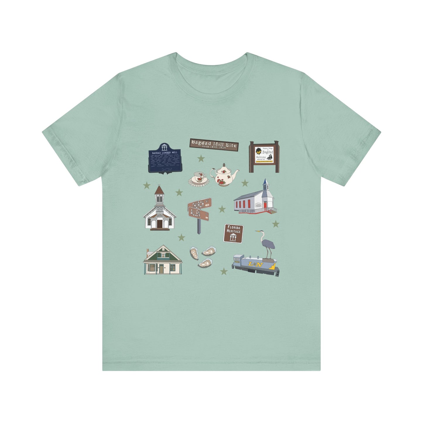 Unisex Jersey Short Sleeve Tee with Bagdad, Florida FL landmarks print