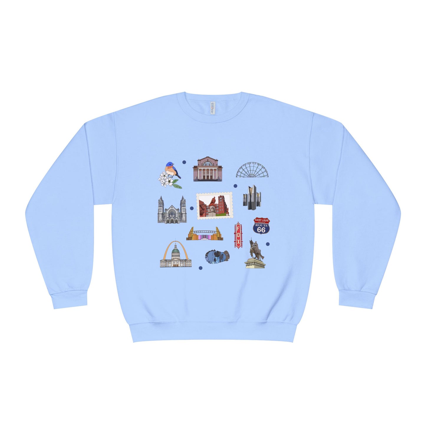 Unisex NuBlend® Crewneck Sweatshirt with St. Louis, Missouri MO in assorted colors