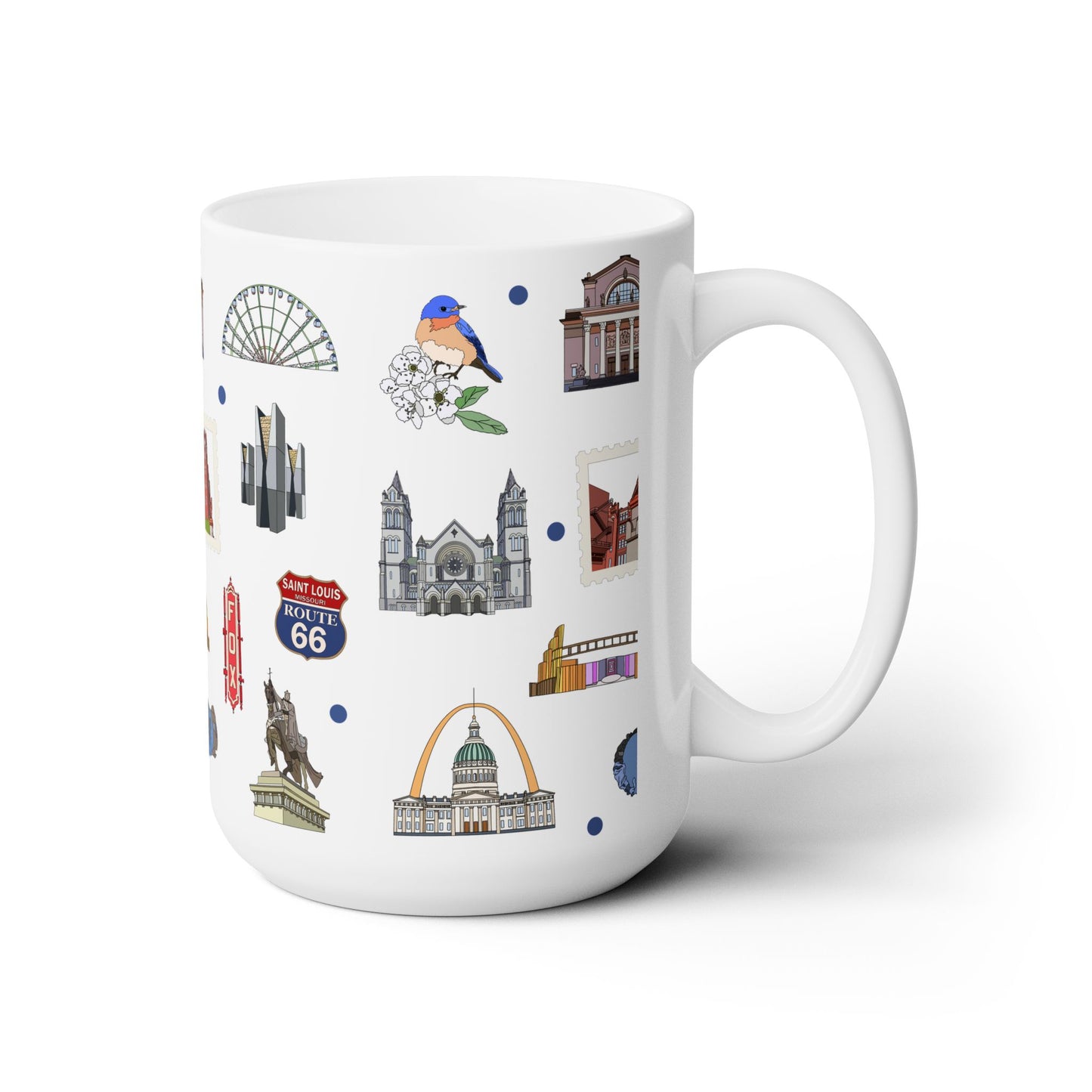 Ceramic Mug 15oz with St. Louis, Missouri MO in white