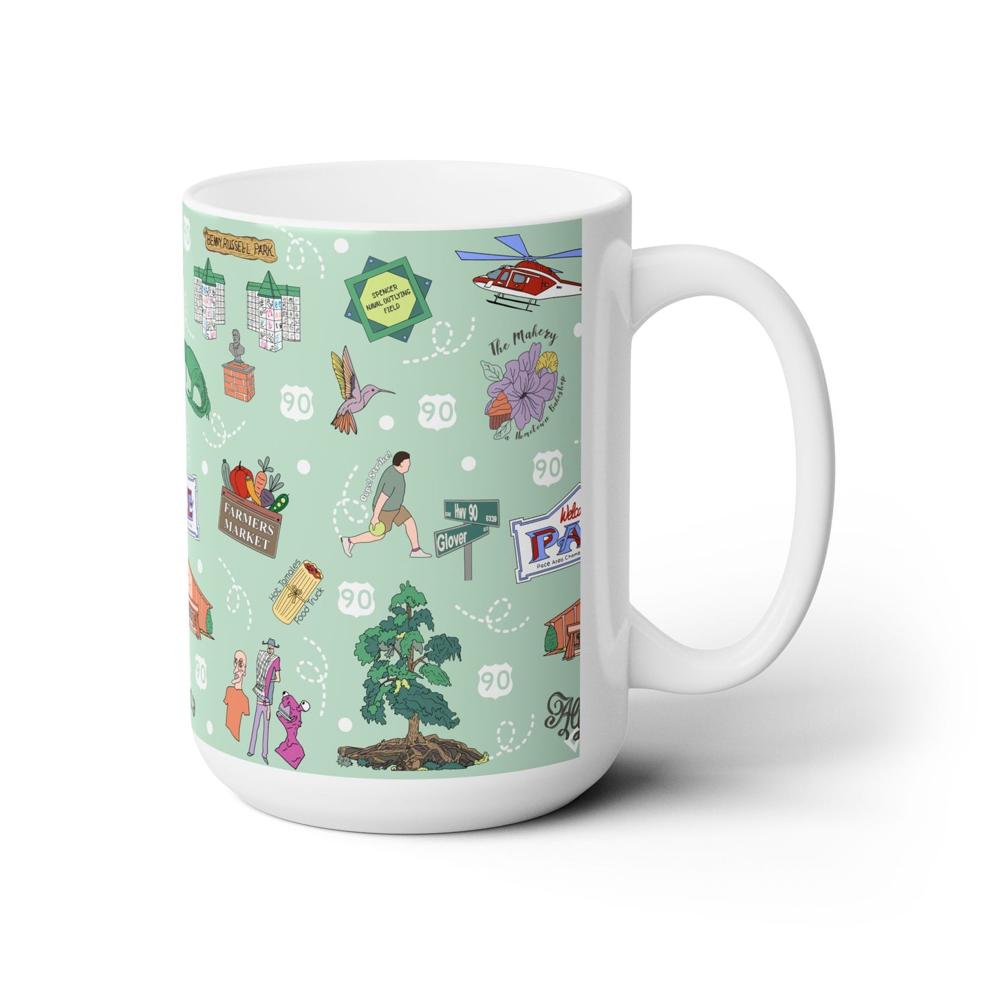 Ceramic Mug 15oz with Pace, Florida FL in mint