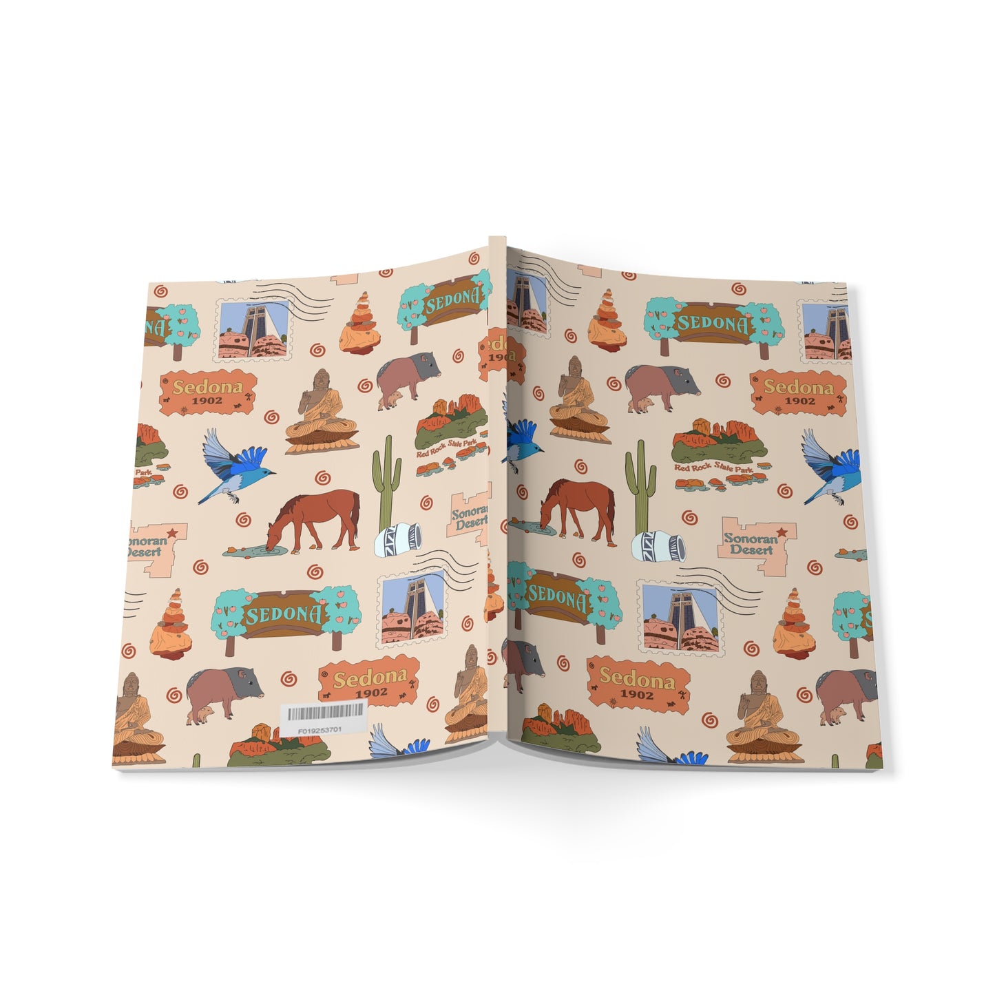 Paperback notebook with Sedona, AZ landmarks in sand 150 lined pages