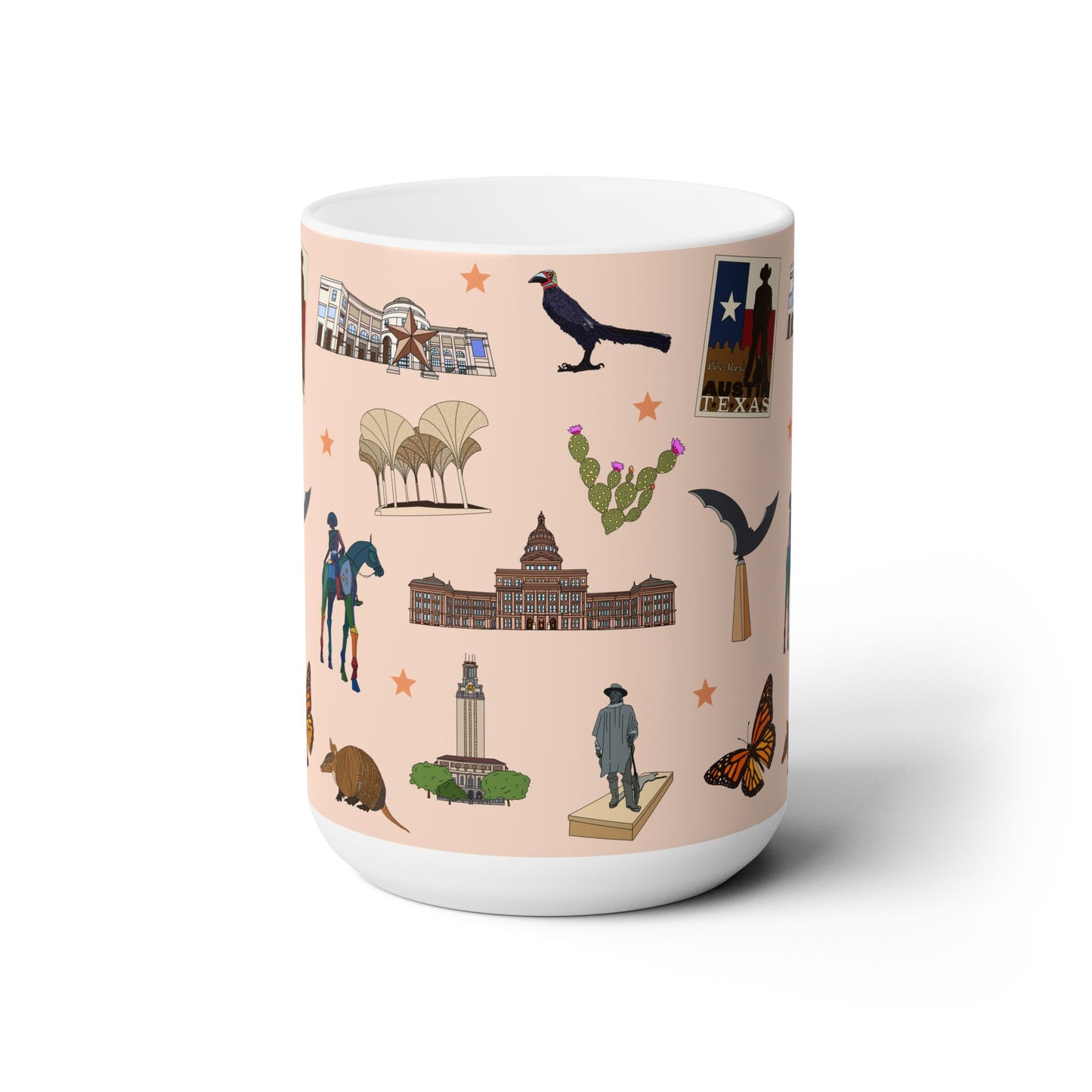 Ceramic Mug 15oz with Austin, Texas TX in sand