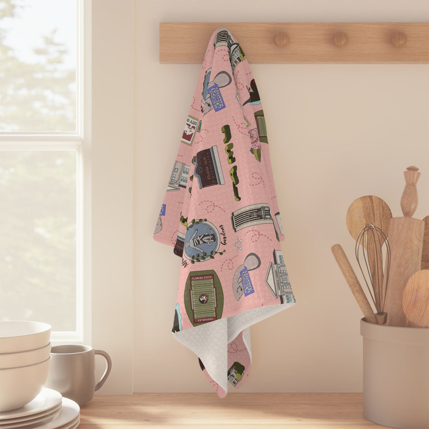 Kitchen Towel with Tallahassee Florida FL in rose