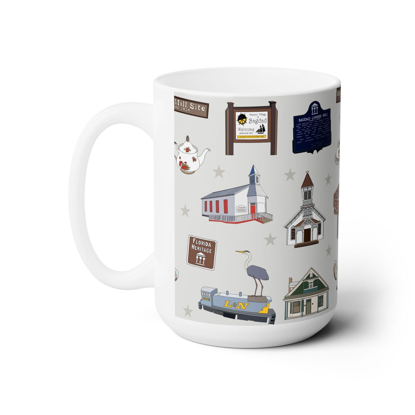 Ceramic Mug 15oz with Bagdad, Florida FL in grey