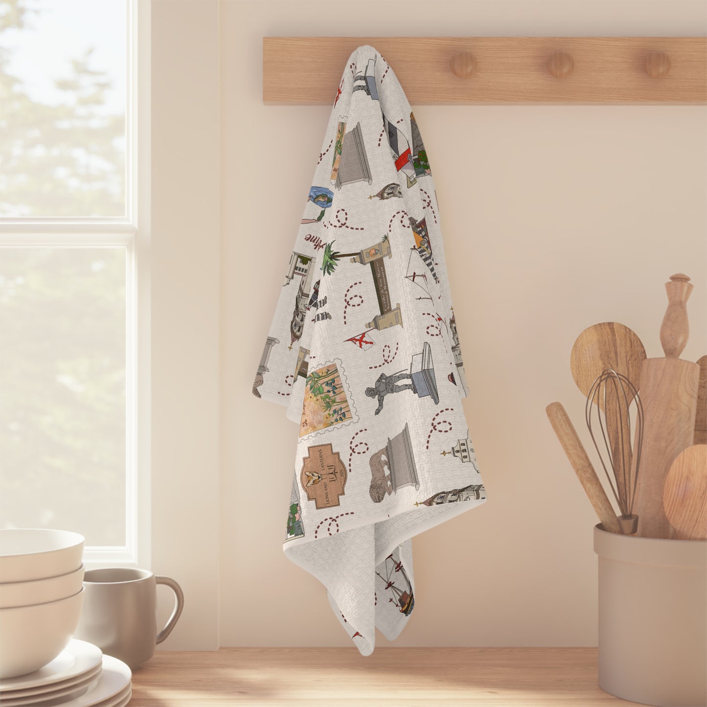 Kitchen Towel with St. Augustine, Florida FL in white