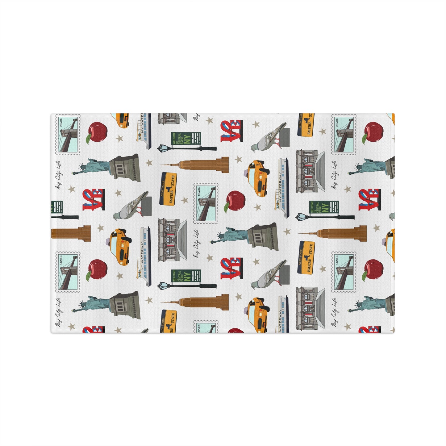 Kitchen Towel with New York City, Manhattan, Brooklyn NY in white