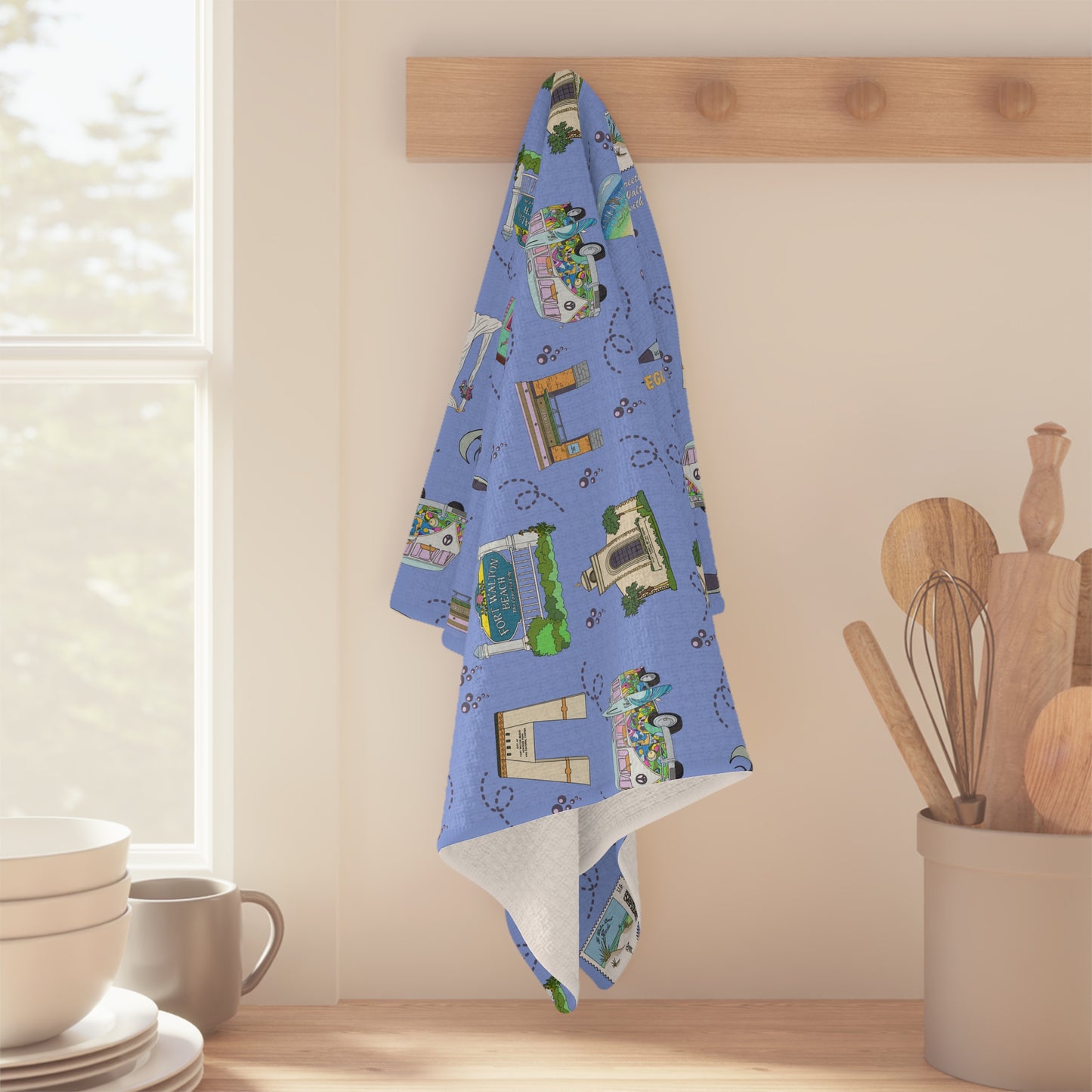 Kitchen Towel with Fort Walton Beach, Florida FL in blueberry