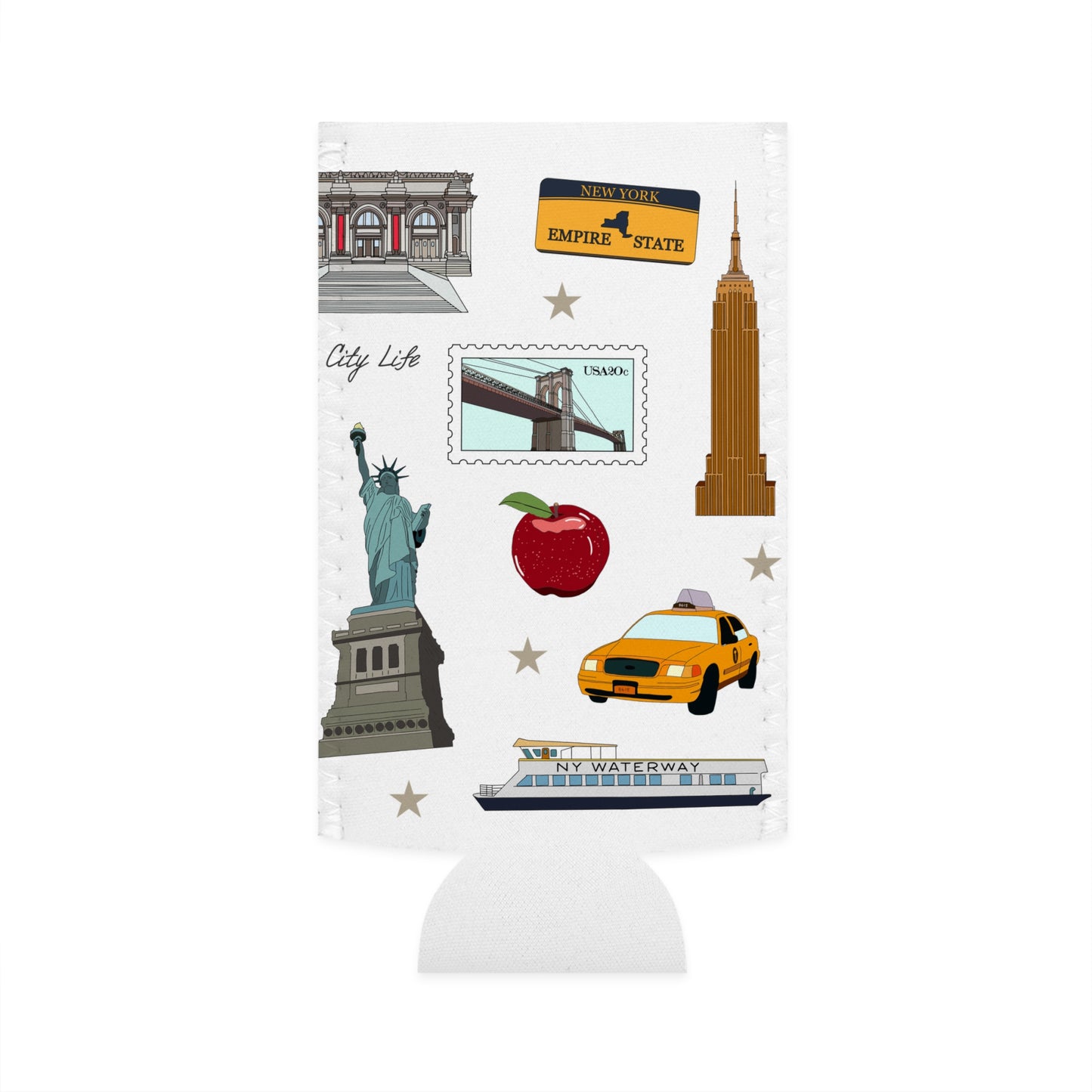 Slim Can Cooler with New York City, Manhattan, Brooklyn NY
