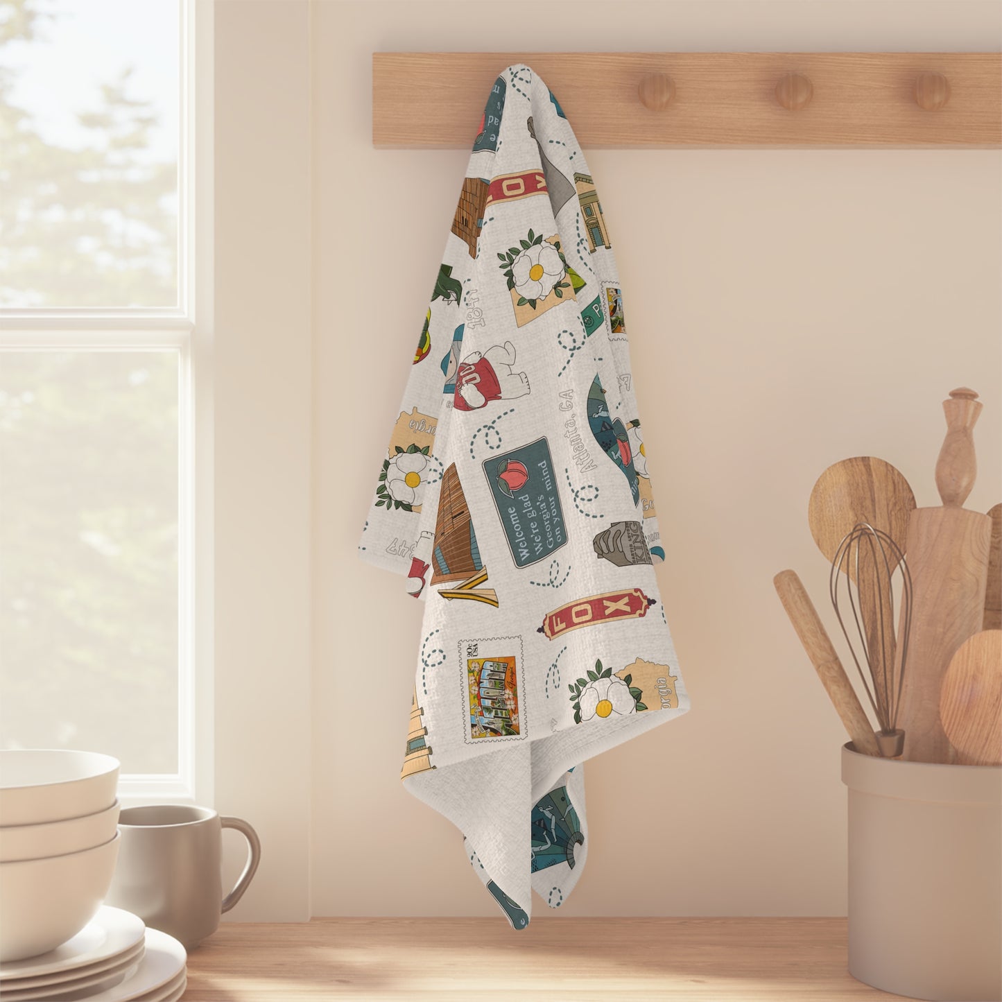 Kitchen Towel with Atlanta, Georgia GA in white