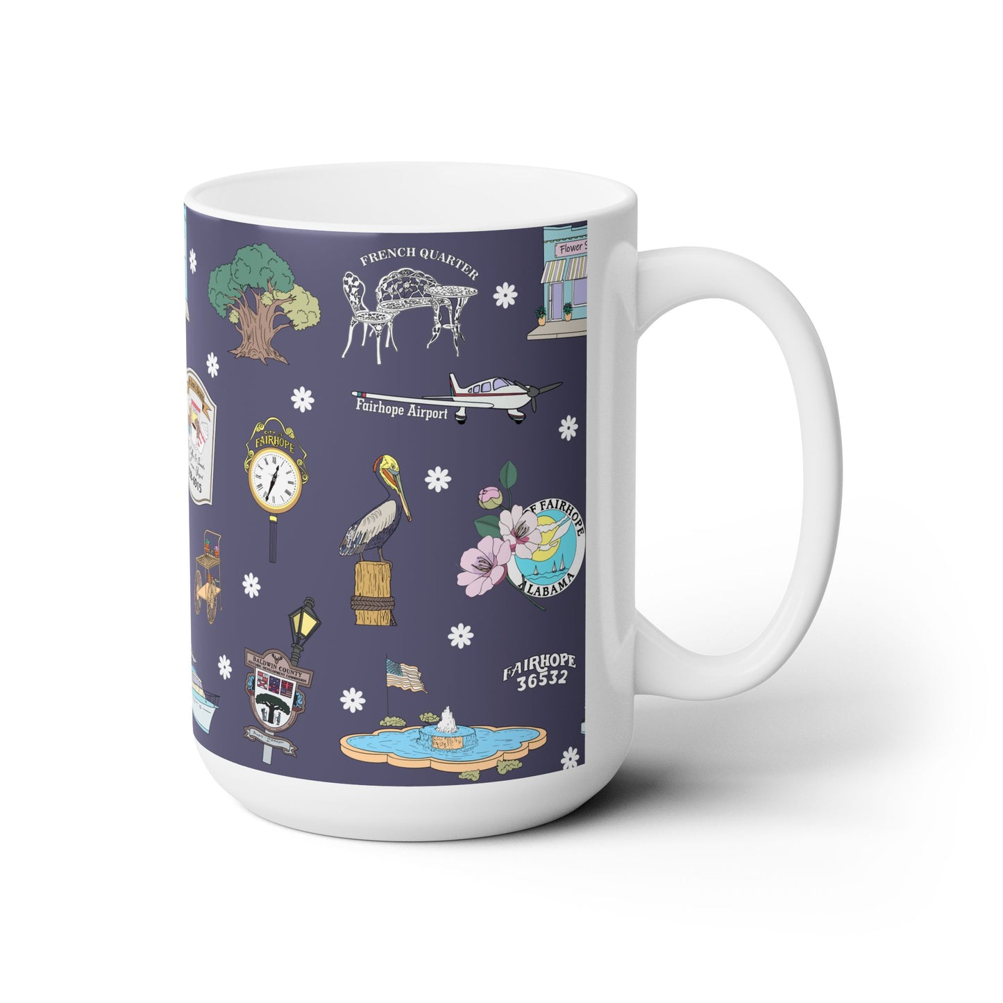 Ceramic Mug 15oz with Fairhope, Alabama AL in navy