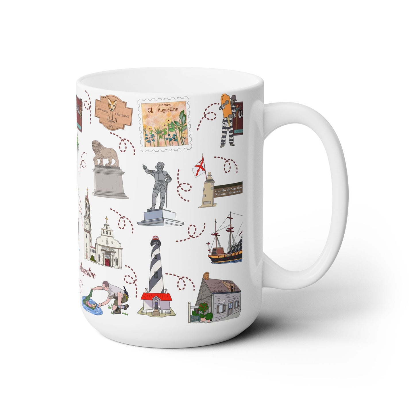 Ceramic Mug 15oz with St. Augustine, Florida FL in white