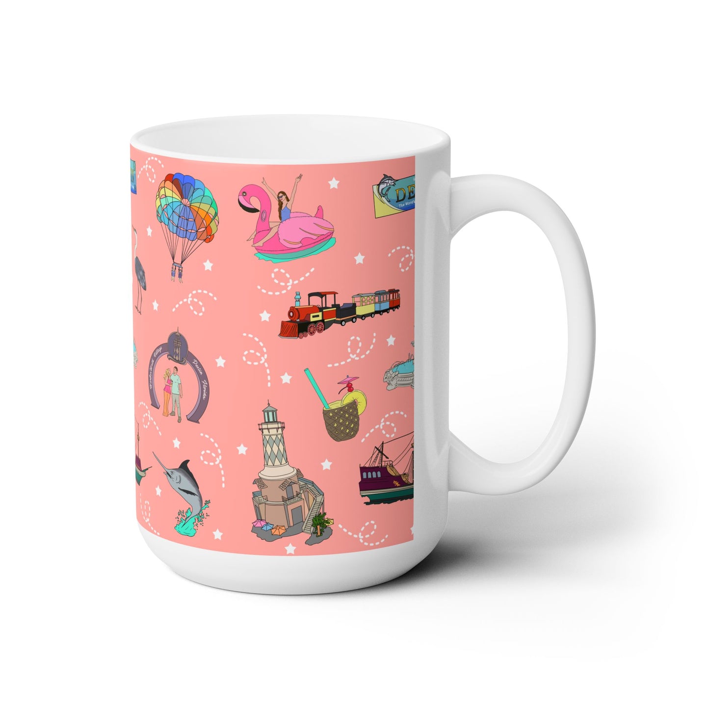 Ceramic Mug 15oz with Destin, Florida FL in strawberry