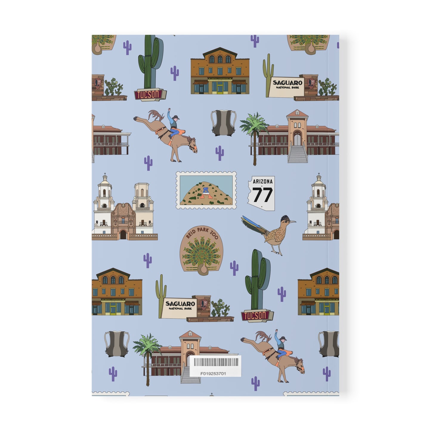 Paperback notebook with Tucson, Arizona AZ landmarks in blue 150 lined pages