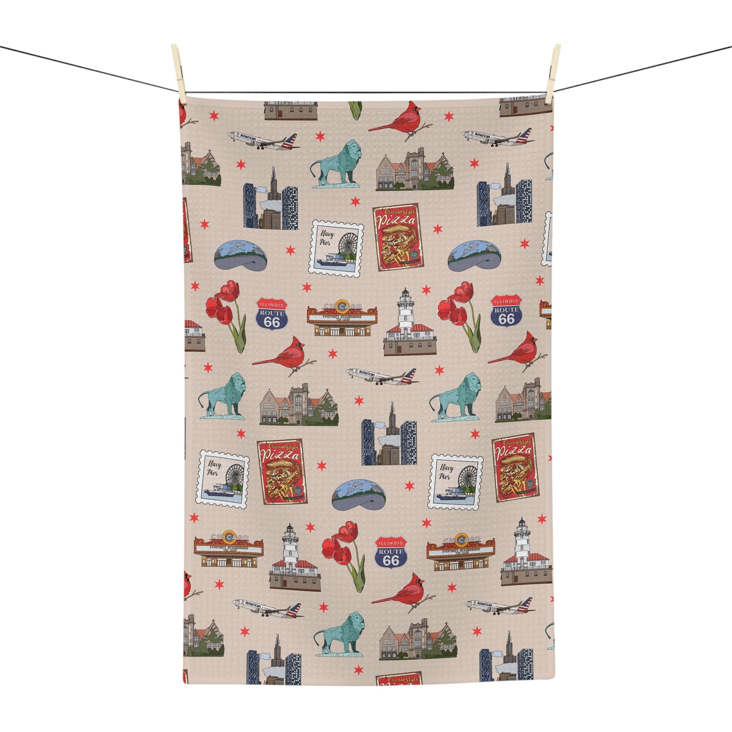 Kitchen Towel with Chicago, Illinois IL in sand