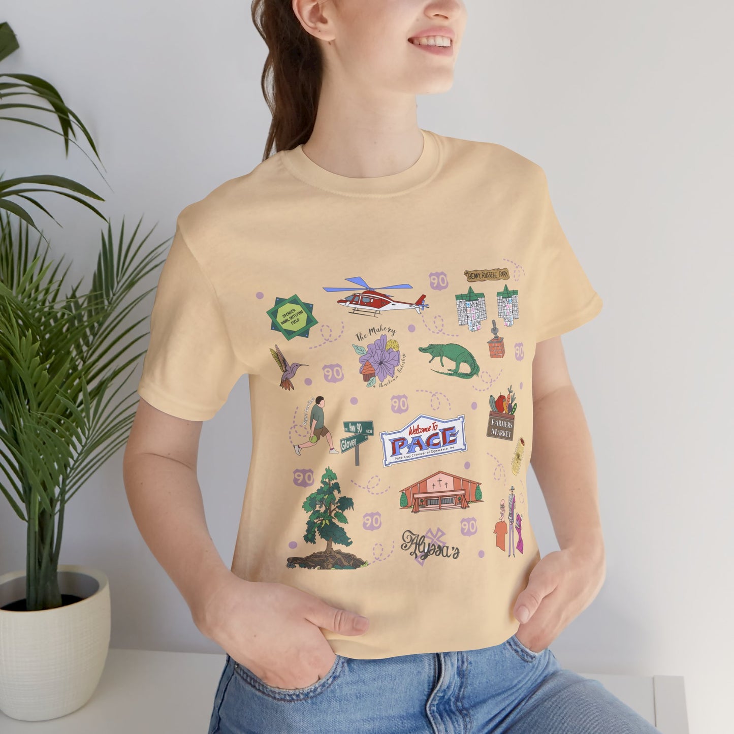 Unisex Jersey Short Sleeve Tee with Pace, Florida FL landmarks print