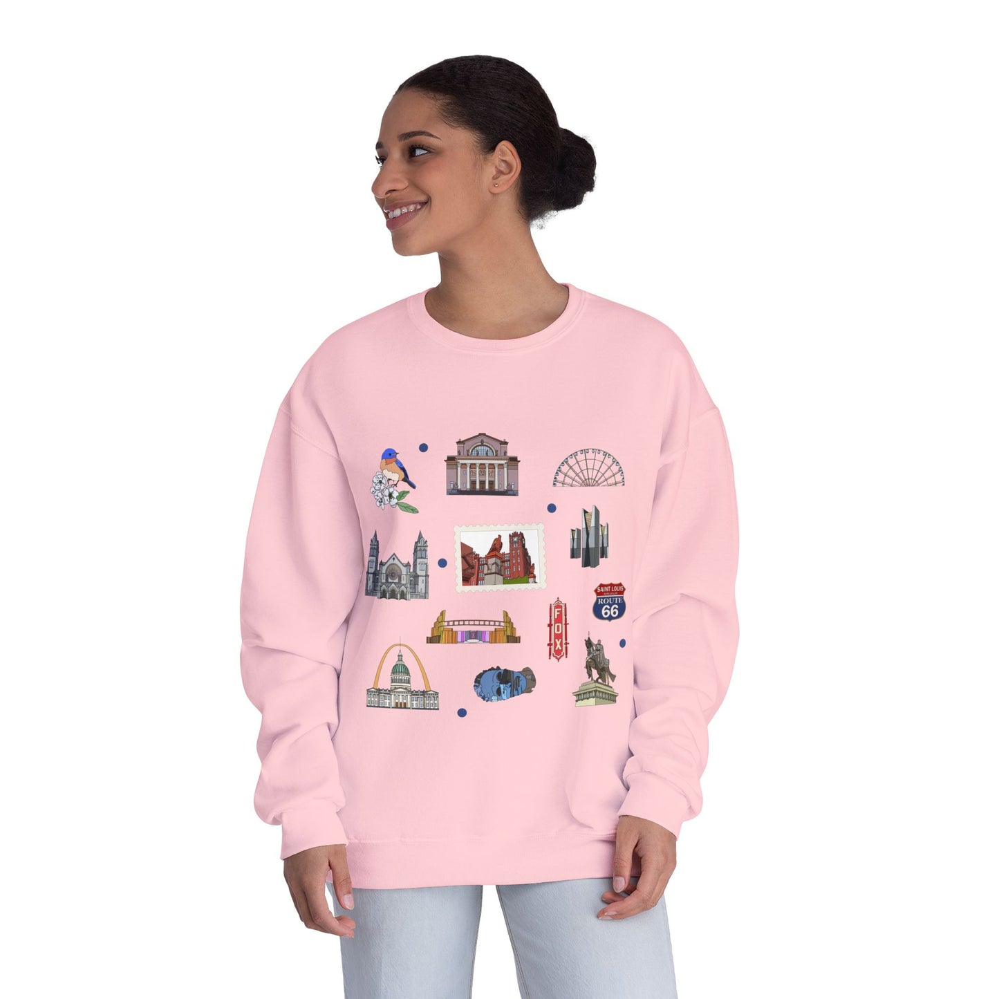 Unisex NuBlend® Crewneck Sweatshirt with St. Louis, Missouri MO in assorted colors