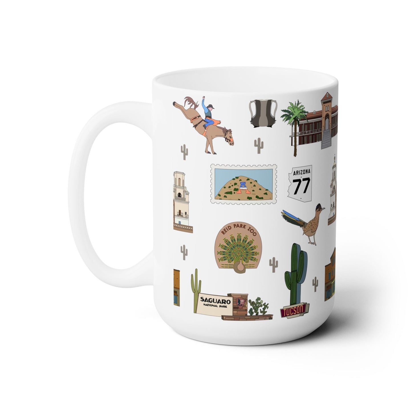 Ceramic Mug 15oz with Tucson, Arizona AZ in white