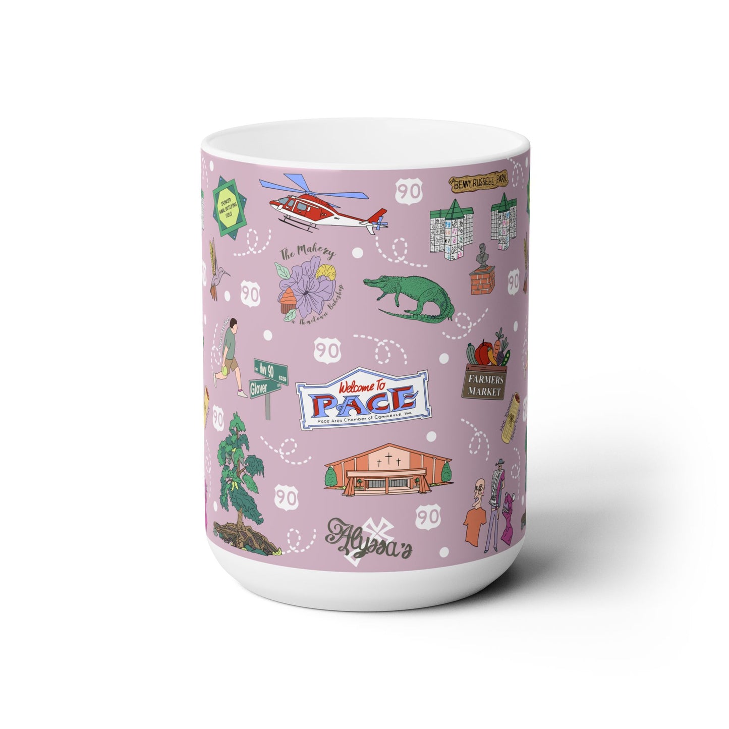 Ceramic Mug 15oz with Pace, Florida FL in lavender