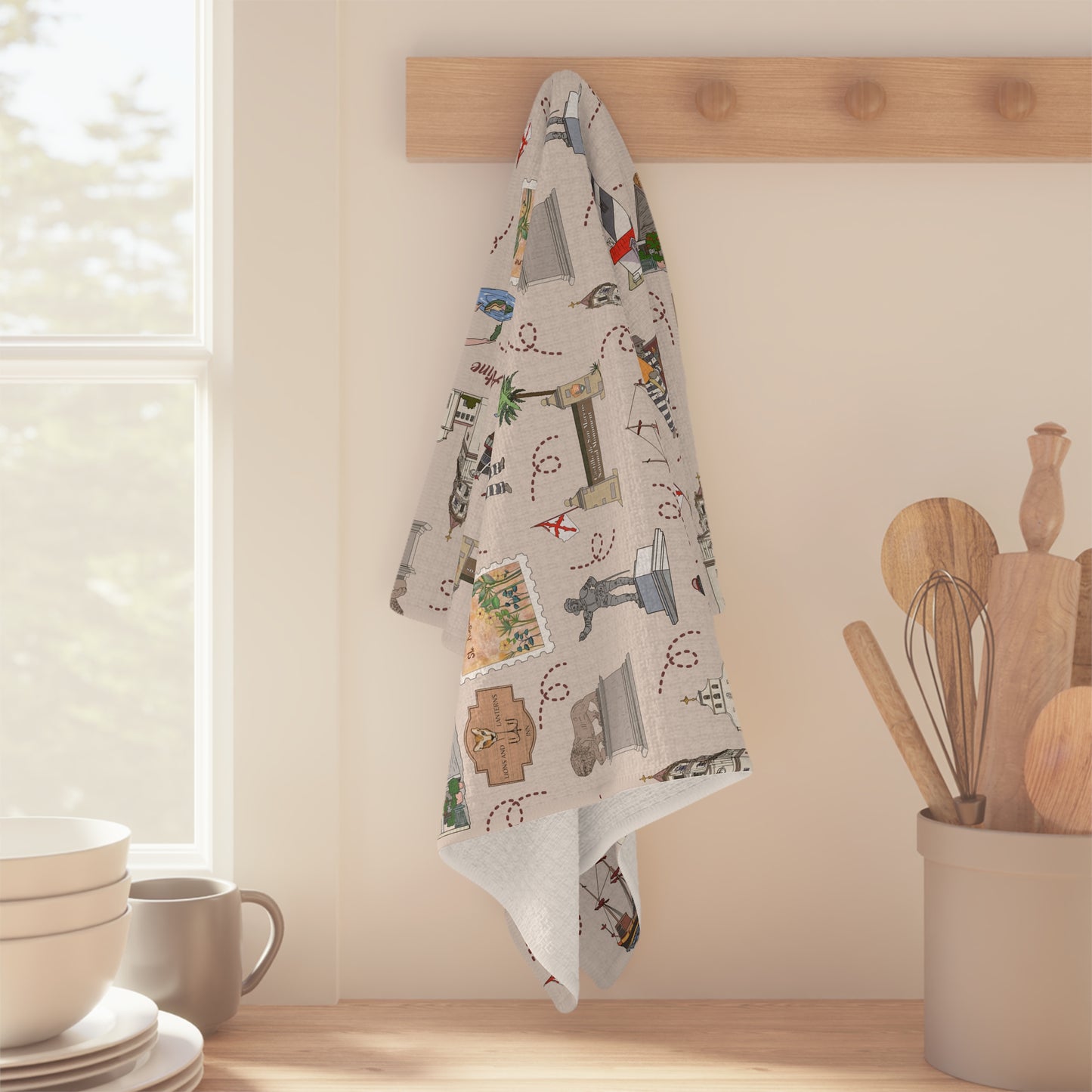 Kitchen Towel with St. Augustine, Florida FL in ivory