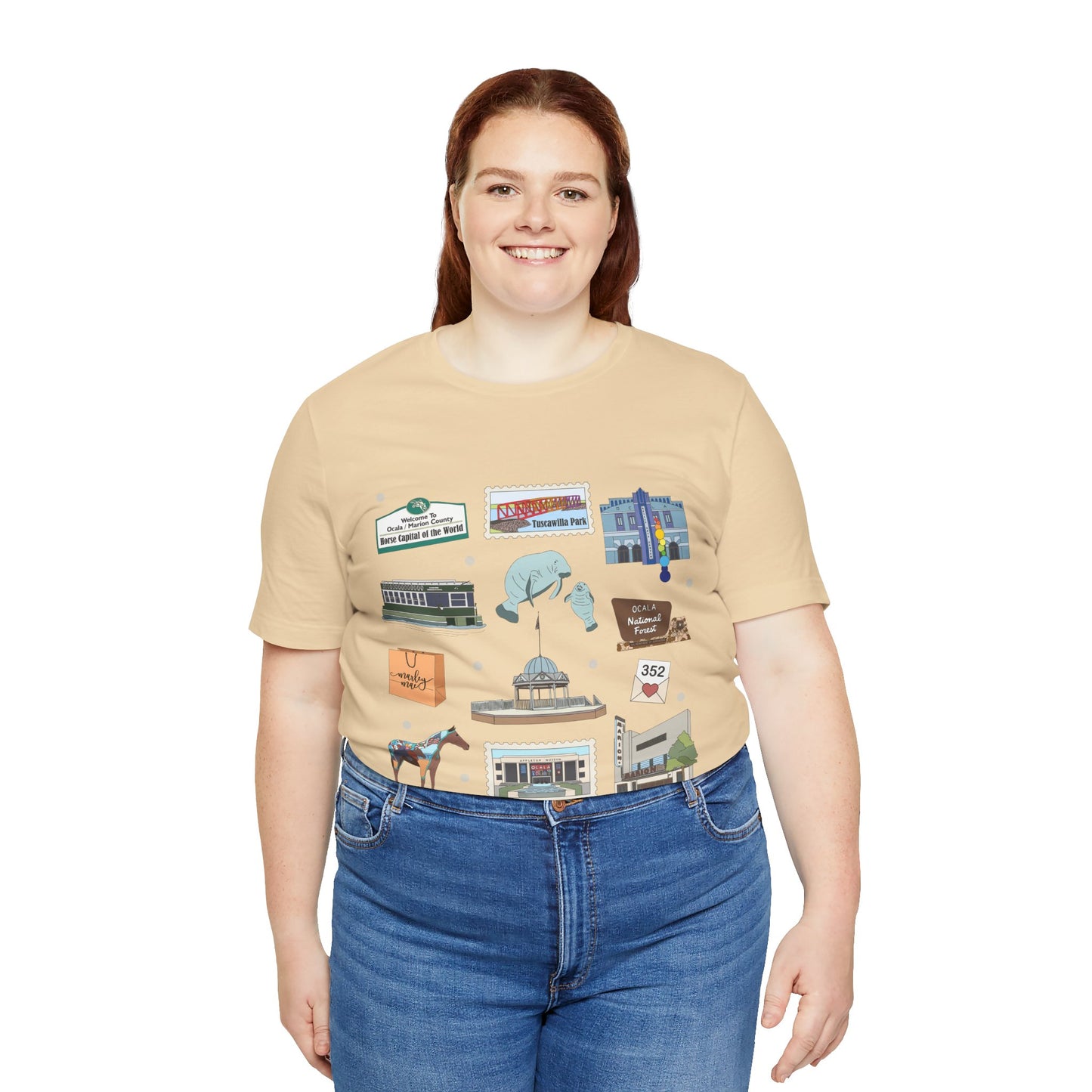 Unisex Jersey Short Sleeve Tee with Ocala, Florida FL landmarks print