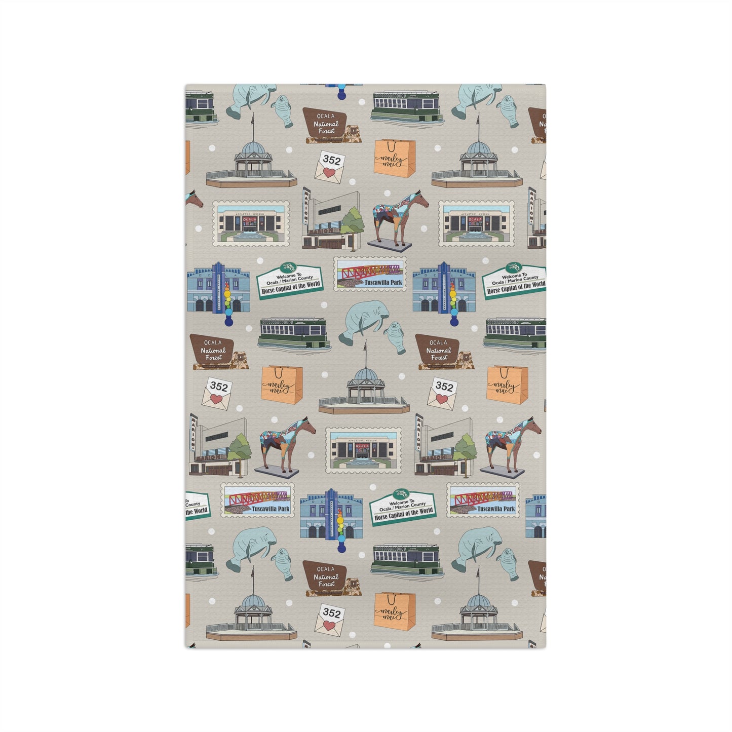 Kitchen Towel with Ocala, Florida FL in grey