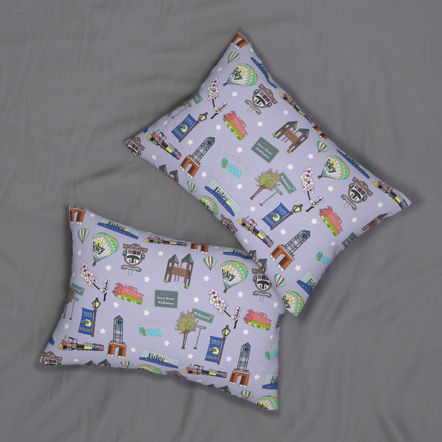 Lumbar rectangle pillow with Foley, Alabama AL in birdy grey