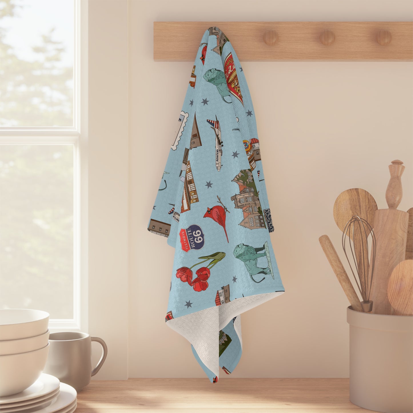Kitchen Towel with Chicago, Illinois IL in sky