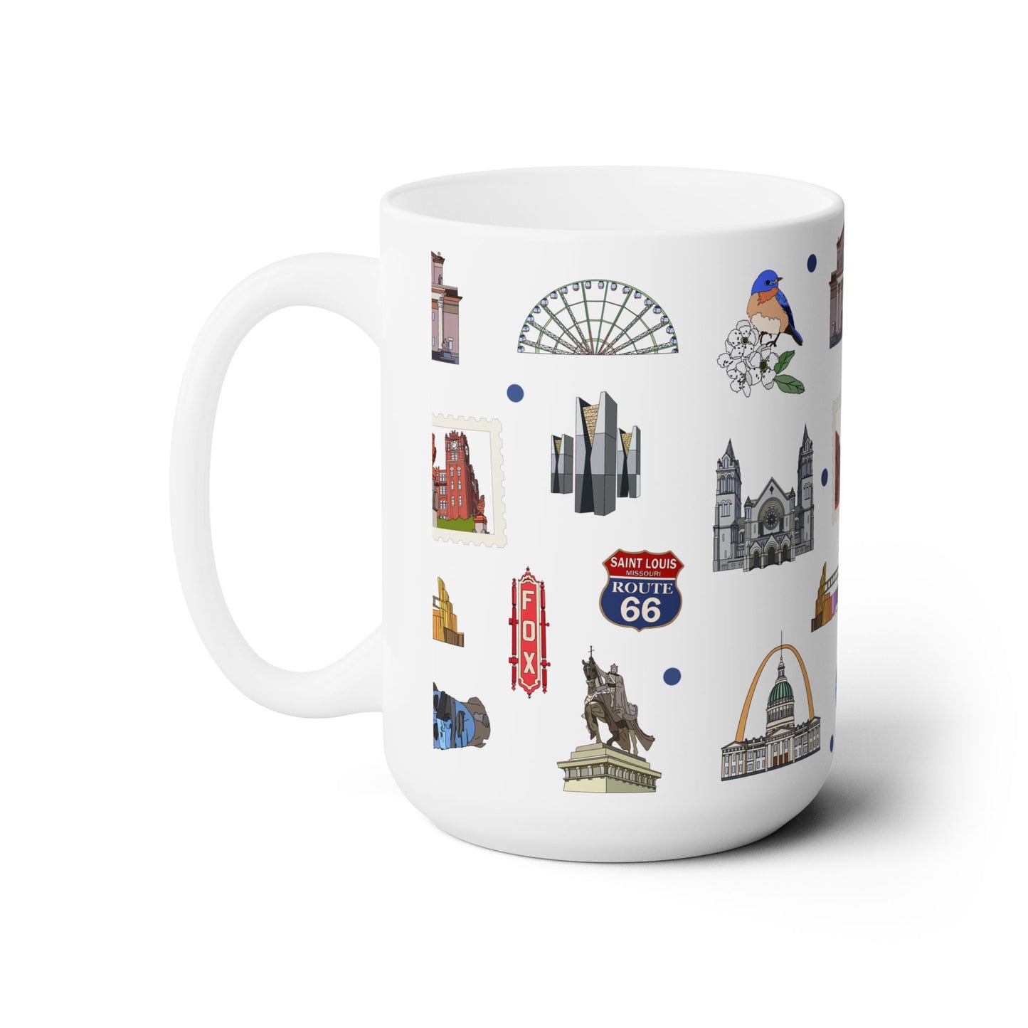 Ceramic Mug 15oz with St. Louis, Missouri MO in white
